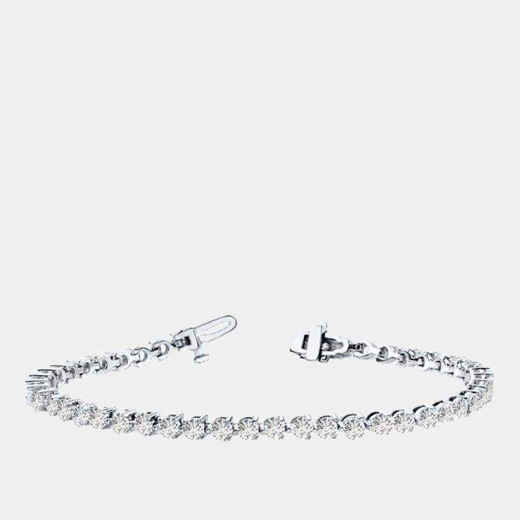 Pre Owned 5.00 cts Lab Grown Diamond 14K White Gold 3-Prong 7" Tennis Bracelet