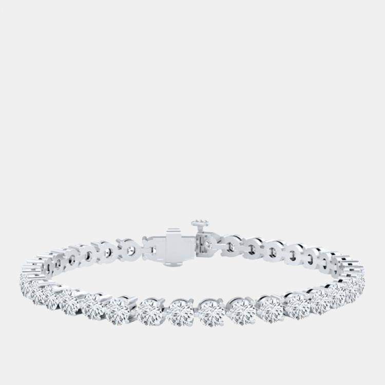 Pre Owned 5.00 cts Lab Grown Diamond 14K White Gold 3-Prong 7" Tennis Bracelet
