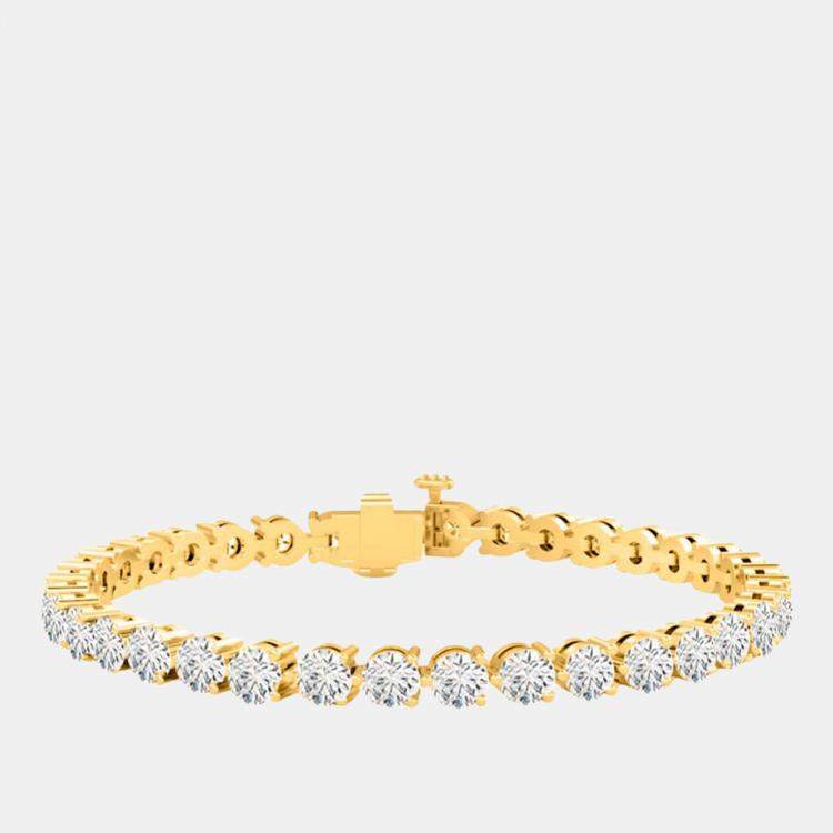 Pre Owned 5.00 cts Lab Grown Diamond 14K Yellow Gold 3-Prong 7" Tennis Bracelet