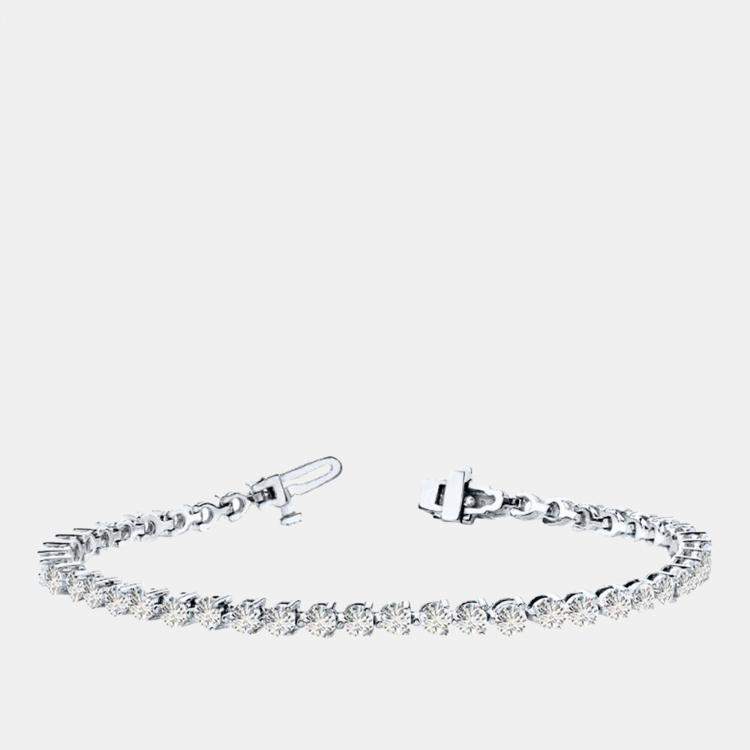 Pre Owned 6.00cts Lab Grown Diamond 14K White Gold 3-Prong tennis Bracelet