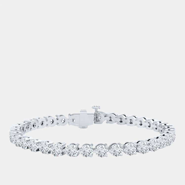Pre Owned 6.00cts Lab Grown Diamond 14K White Gold 3-Prong tennis Bracelet