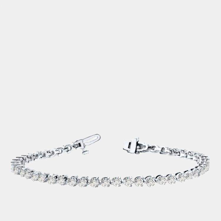 Pre Owned 7.00cts Lab Grown Diamond 14K White Gold 3-Prong tennis Bracelet
