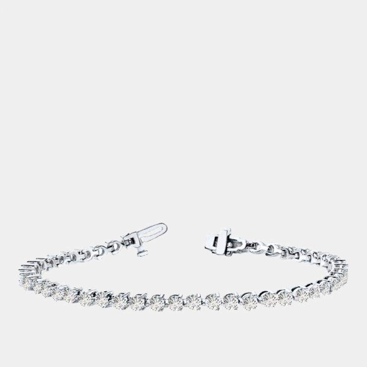 Pre Owned 8.00 cts Brilliant Cut Lab Grown Diamond 14K White Gold 3 Prong Tennis Bracelet