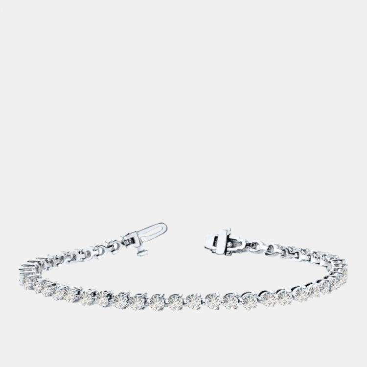 Pre Owned 10.00 cts Brilliant Cut Lab Grown Diamond 14K White Gold 3 Prong Tennis Bracelet