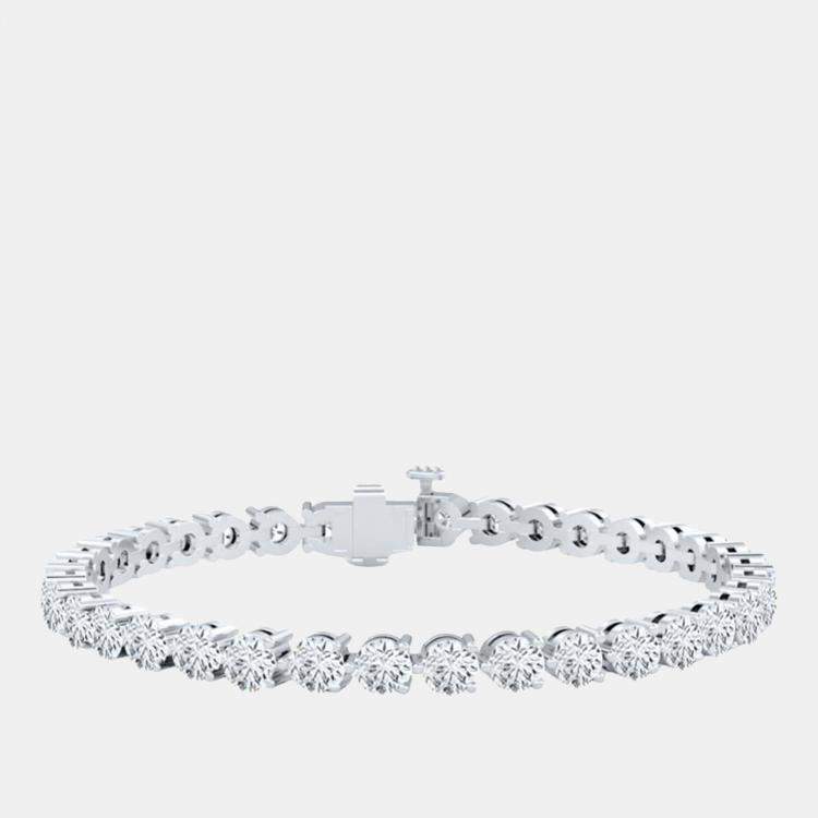 Pre Owned 10.00 cts Brilliant Cut Lab Grown Diamond 14K White Gold 3 Prong Tennis Bracelet