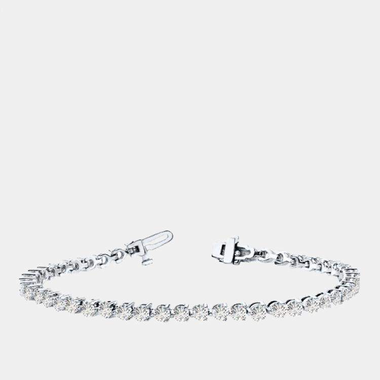Pre Owned 12.00 cts Brilliant Cut Lab Grown Diamond 14K White Gold 3 Prong Tennis Bracelet