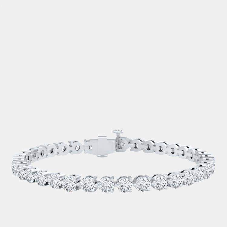 Pre Owned 12.00 cts Brilliant Cut Lab Grown Diamond 14K White Gold 3 Prong Tennis Bracelet