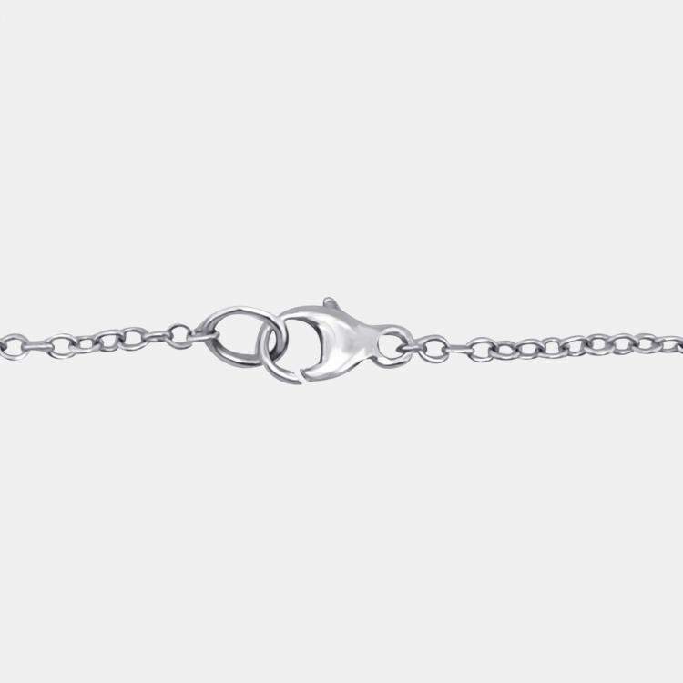 Pre Owned 14K White Gold Chain With Bezel-Set Diamond Station Bracelet