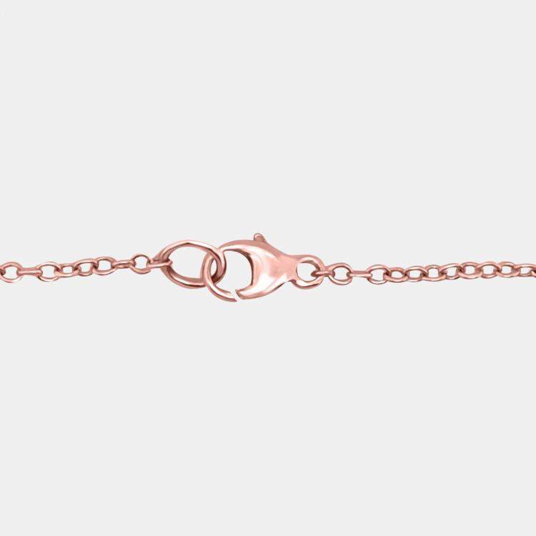 Pre Owned 14K Rose Gold Chain With Bezel-Set Diamond Station Bracelet