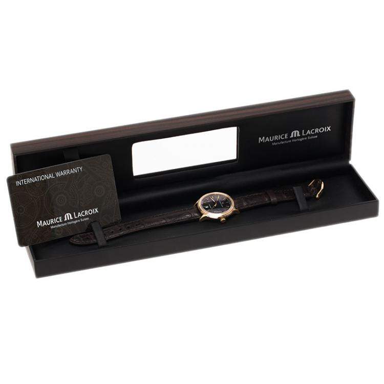 Pre Owned Maurice Lacroix Black 18K Yellow Gold Diamond Les Classiques Women's Wristwatch 30MM