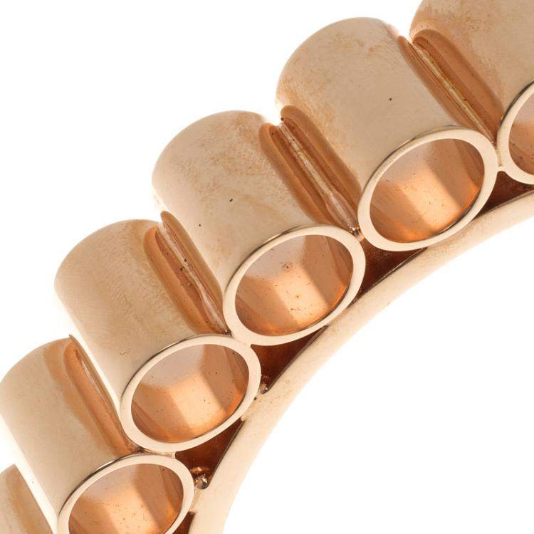 Pre Owned Mawi Retrospective Embedded Crystal Rose Gold Plated Tube Cuff Bracelet 19cm