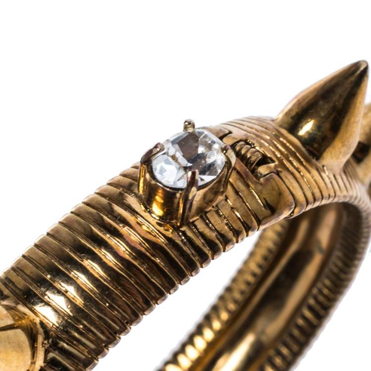 Pre Owned Mawi Multicolor Crystal & Spike Embedded Cuff Bracelet