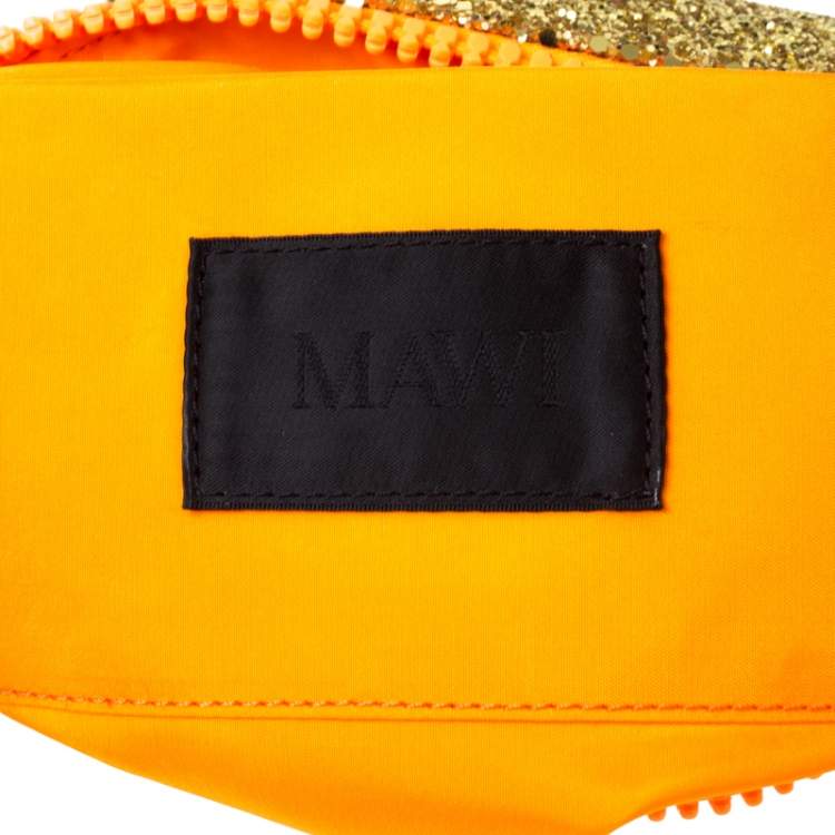 Pre Owned Mawi Gold Glitter Acrylic Perspex Clutch