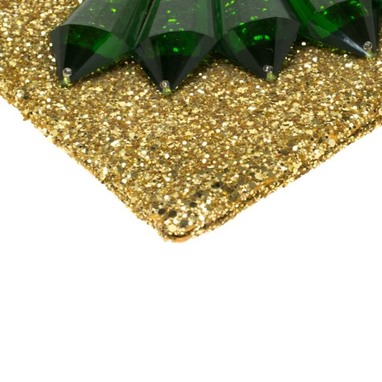 Pre Owned Mawi Gold Glitter Acrylic Perspex Clutch