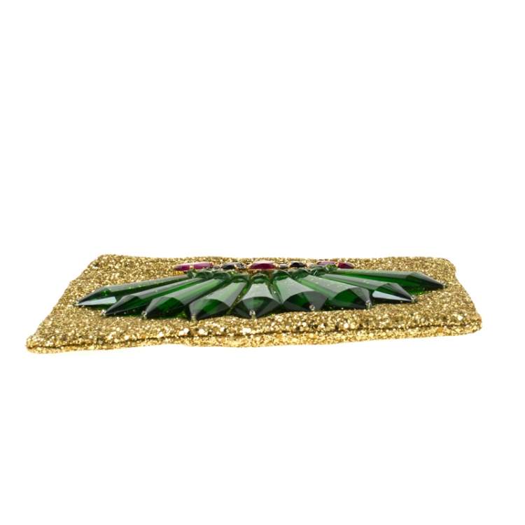 Pre Owned Mawi Gold Glitter Acrylic Perspex Clutch