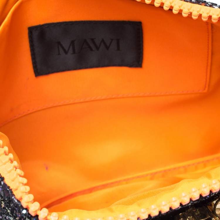 Pre Owned Mawi Multicolor Glitter with Acrylic Perspex Double Clutch