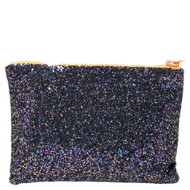 Pre Owned Mawi Multicolor Glitter with Acrylic Perspex Double Clutch