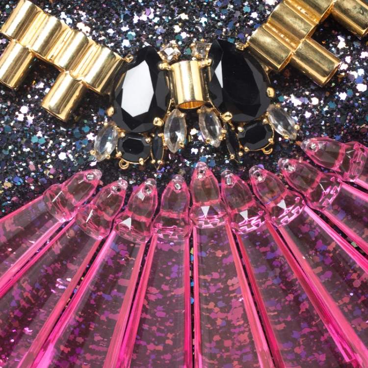 Pre Owned Mawi Multicolor Glitter with Acrylic Perspex Double Clutch