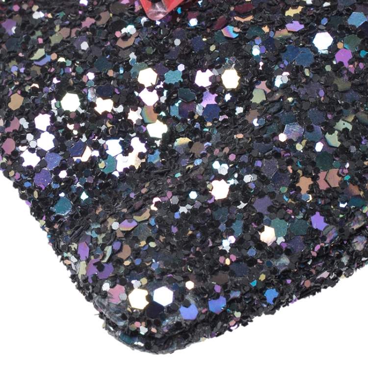 Pre Owned Mawi Multicolor Glitter with Acrylic Perspex Double Clutch