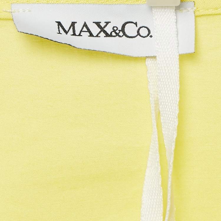 Pre Owned Max & Co. Yellow Cotton Tie-Up Waist Detail Midi Dress M