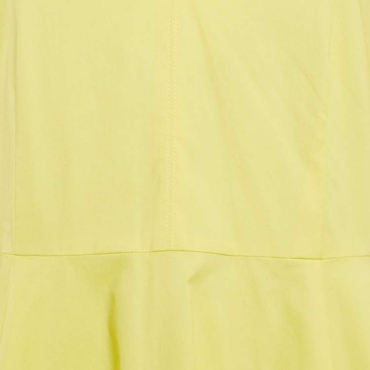 Pre Owned Max & Co. Yellow Cotton Tie-Up Waist Detail Midi Dress M