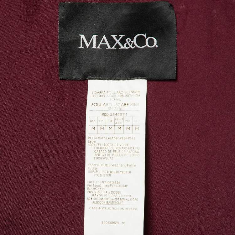 Pre Owned Max&Co. Burgundy Fox Fur Short Vest M
