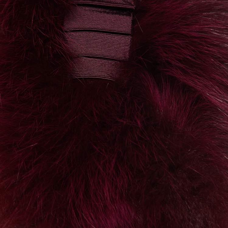 Pre Owned Max&Co. Burgundy Fox Fur Short Vest M