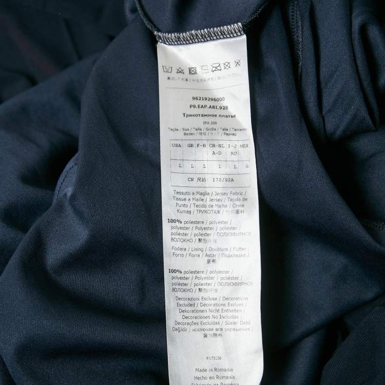 Pre Owned Max & Co. Navy Blue Plisse Embellished Midi Dress L