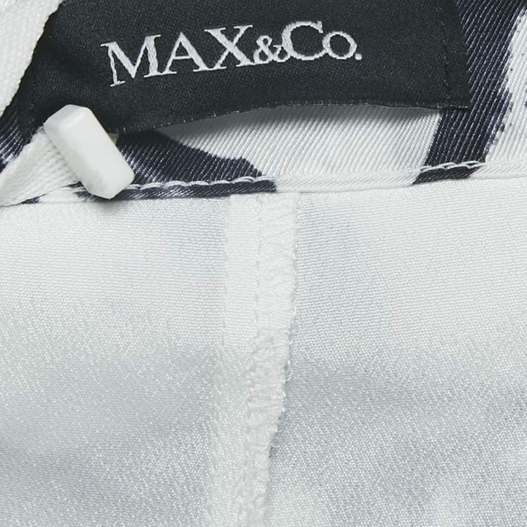 Pre Owned Max & Co. Navy Blue and White Floral Print Crepe Mini Dress M