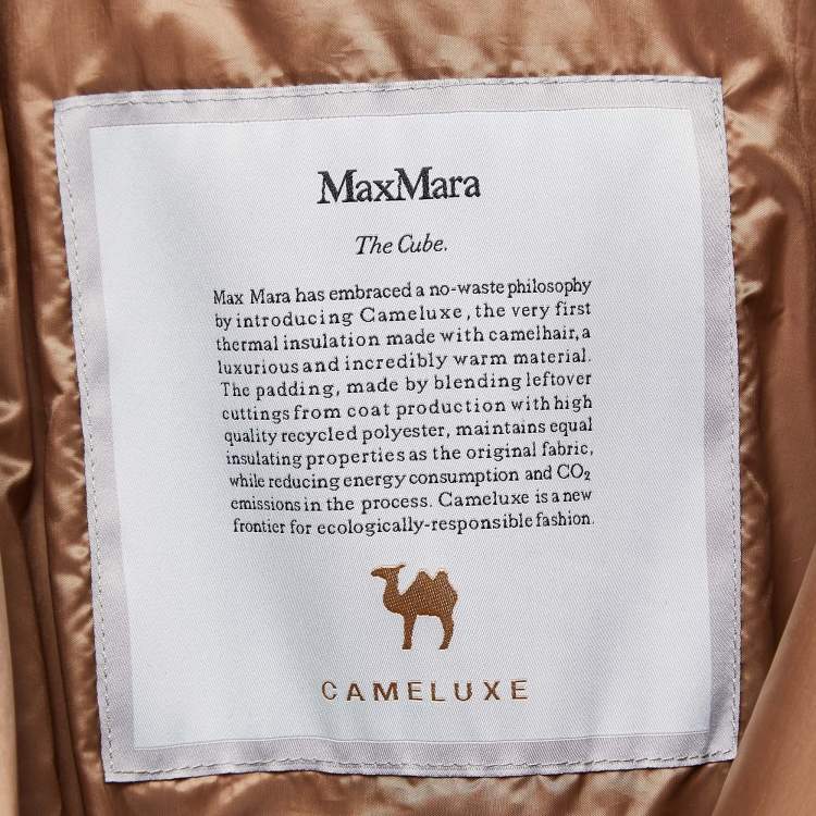 Pre Owned Max Mara Brown Quilted Synthetic Double Breasted Cameluxe Trench Coat M