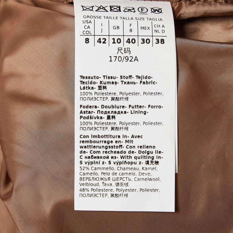 Pre Owned Max Mara Brown Quilted Synthetic Double Breasted Cameluxe Trench Coat M