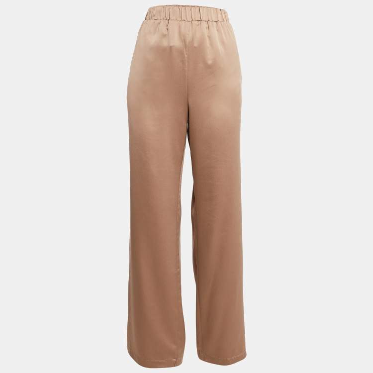 Pre Owned Max Mara Brown Satin Loose Fit Pants XL