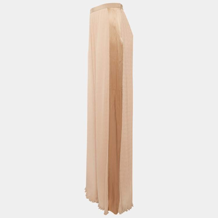 Pre Owned Max Mara Pink Crinkle Chiffon Wide-Leg Judit Trousers M