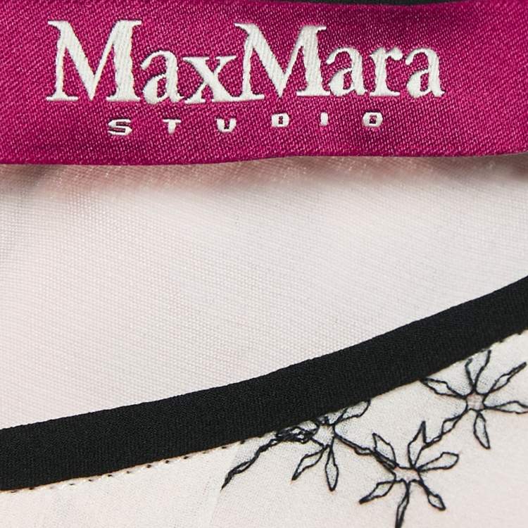 Pre Owned Max Mara Pink Embroidered Silk Sleeveless Maxi Dress L