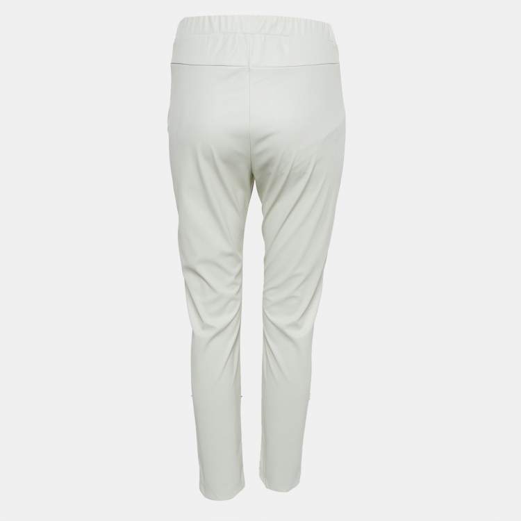 Pre Owned Max Mara Grey Faux Leather Skinny Pants M