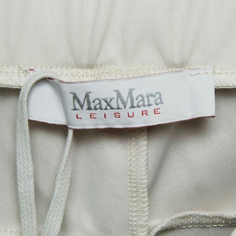 Pre Owned Max Mara Grey Faux Leather Skinny Pants M