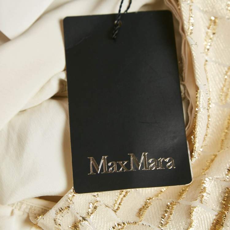 Pre Owned Max Mara Cream Brocade Fil-Coupe Zeda Maxi Dress S