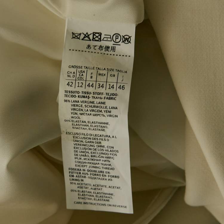 Pre Owned Max Mara Ivory Wool Double Breasted Rebus Coat L