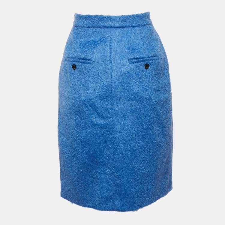 Pre Owned Max Mara Blue Mohair Wool Turchia Skirt M