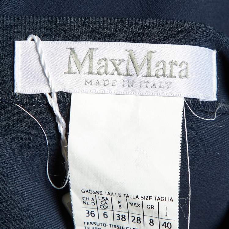 Pre Owned Max Mara Navy Blue Crepe Bocca Faux Wrap Dress S