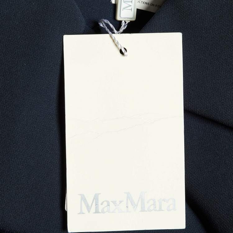 Pre Owned Max Mara Navy Blue Crepe Bocca Faux Wrap Dress S