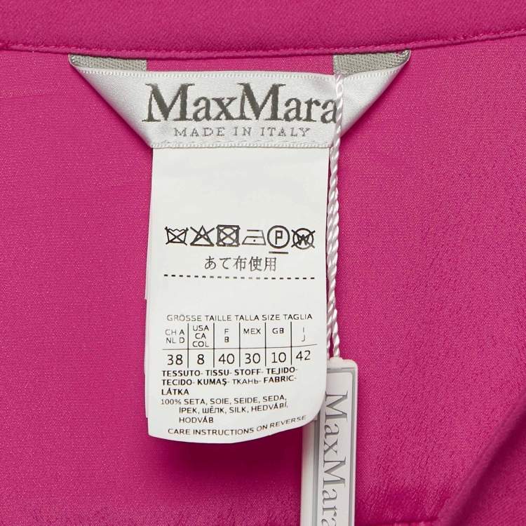 Pre Owned Max Mara Pink Silk Ruffled Agguati Top M 