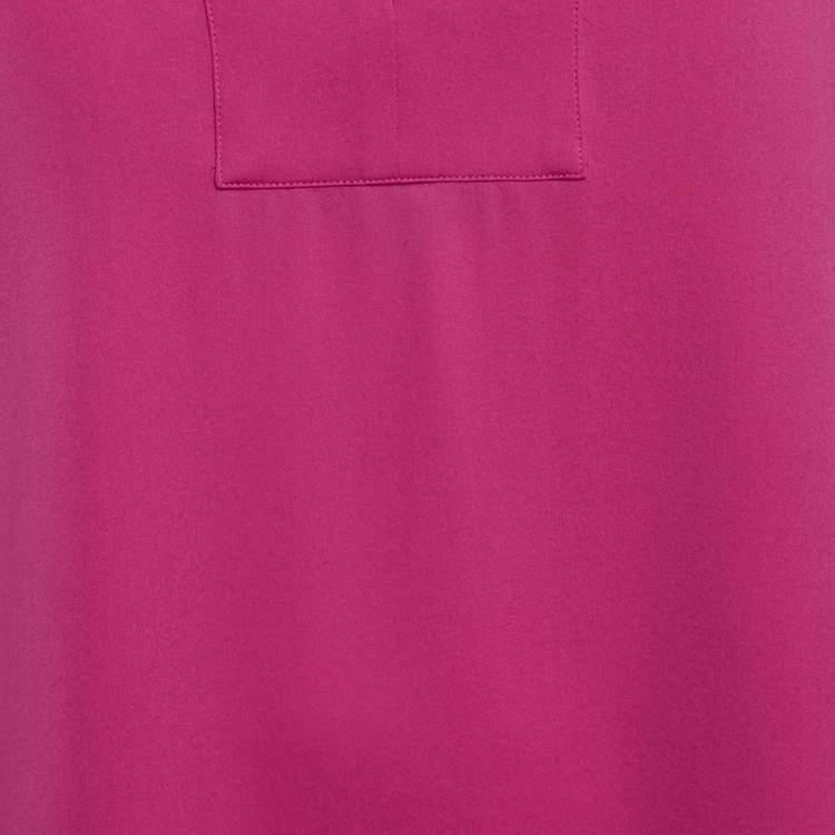 Pre Owned Max Mara Pink Silk Ruffled Agguati Top M 
