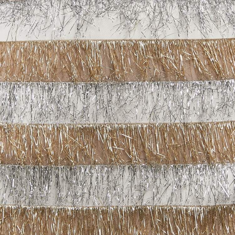 Pre Owned Max Mara Gold/Silver Metallic Fringed Crepe Gavetta Skirt S
