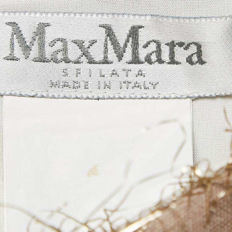 Pre Owned Max Mara Gold/Silver Metallic Fringed Crepe Gavetta Skirt S