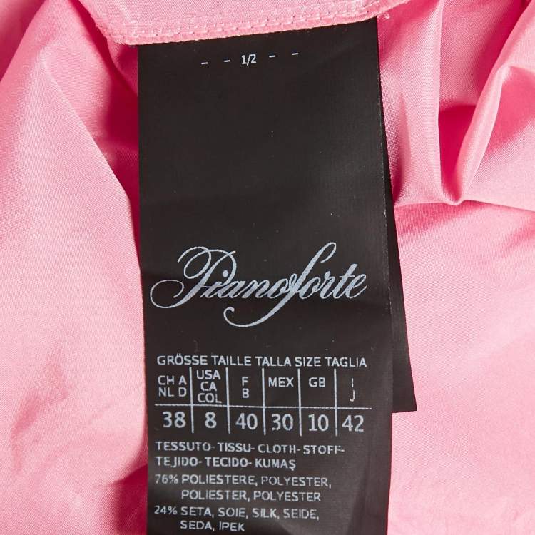 Pre Owned Max Mara Pink Taffeta Pleated Asymmetric Arancio Skirt M