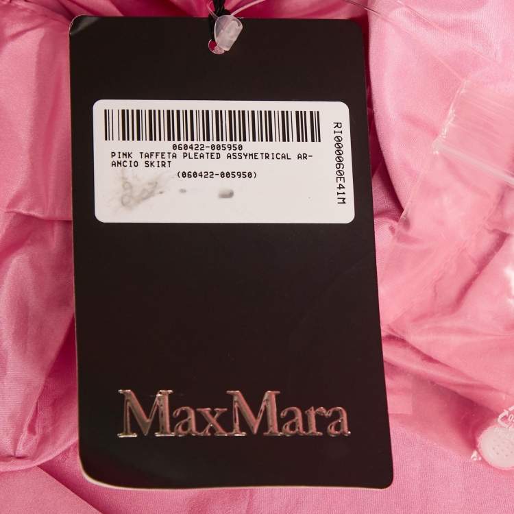 Pre Owned Max Mara Pink Taffeta Pleated Asymmetric Arancio Skirt M