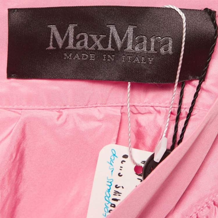 Pre Owned Max Mara Pink Taffeta Pleated Asymmetric Arancio Skirt M