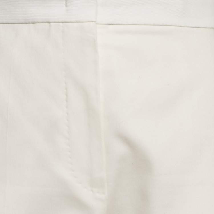 Pre Owned Max Mara White Cotton Blend Trousers L