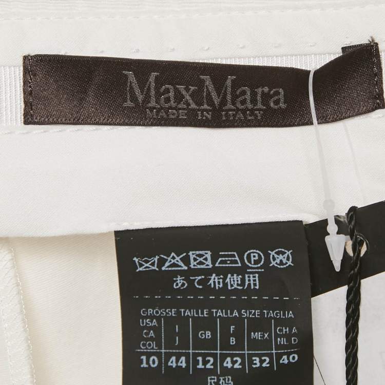 Pre Owned Max Mara White Cotton Blend Trousers L